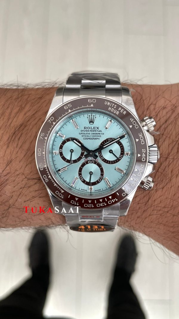 Rolex Daytona Platinum 126506 Ice Blue Baguette Dial 40mm 4131 Super Clone Swiss ETA Saat QF Factory