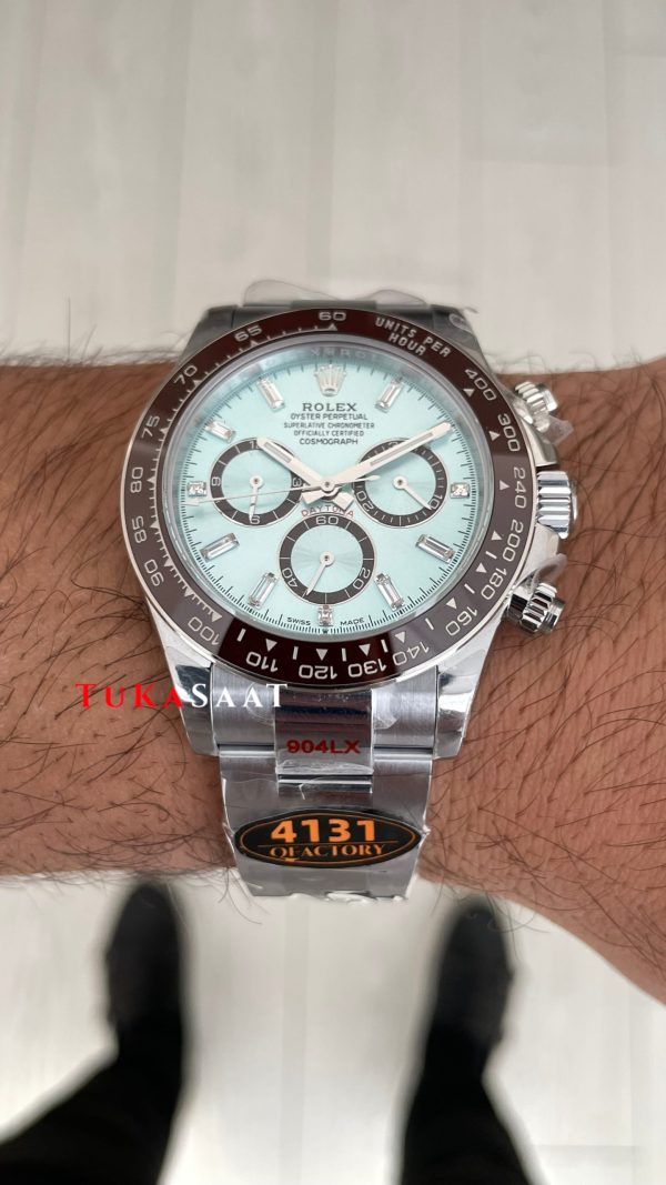 Rolex Daytona Platinum 126506 Ice Blue Baguette Dial 40mm 4131 Super Clone Swiss ETA Saat QF Factory