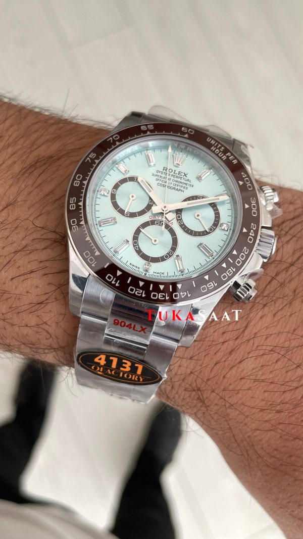 Rolex Daytona Platinum 126506 Ice Blue Baguette Dial 40mm 4131 Super Clone Swiss ETA Saat QF Factory