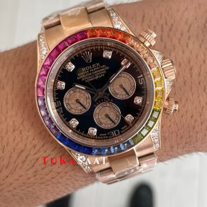 Rolex Daytona Rainbow 116595RBOW Rose 40mm Replika Saat