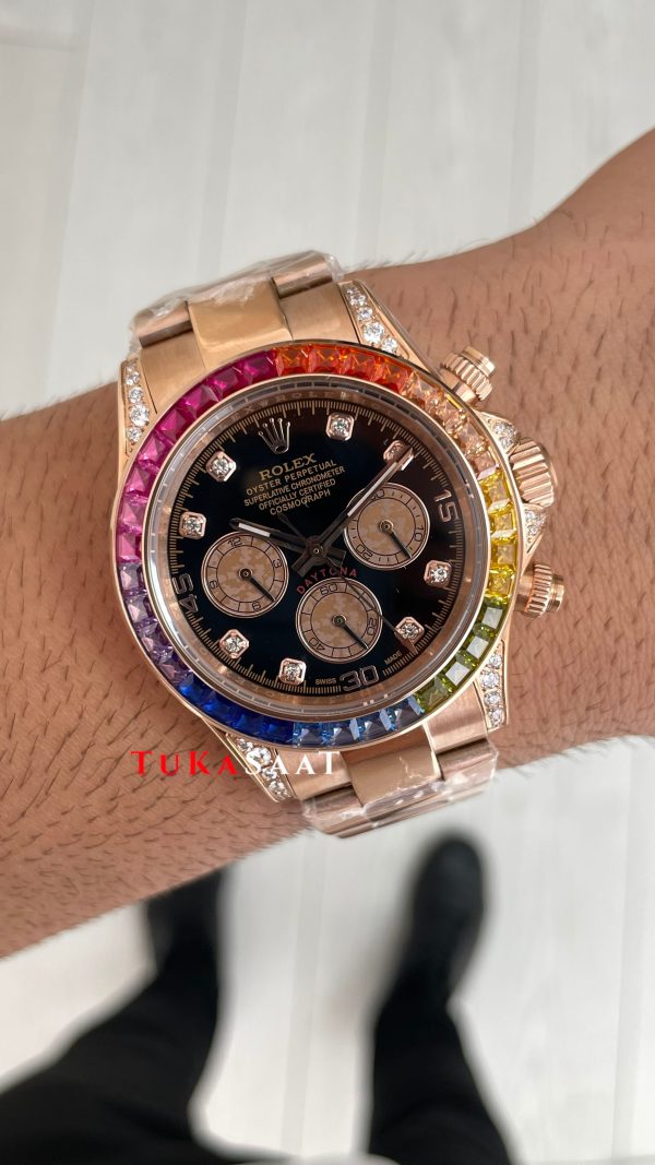 Rolex Daytona Rainbow 116595RBOW Rose 40mm Replika Saat