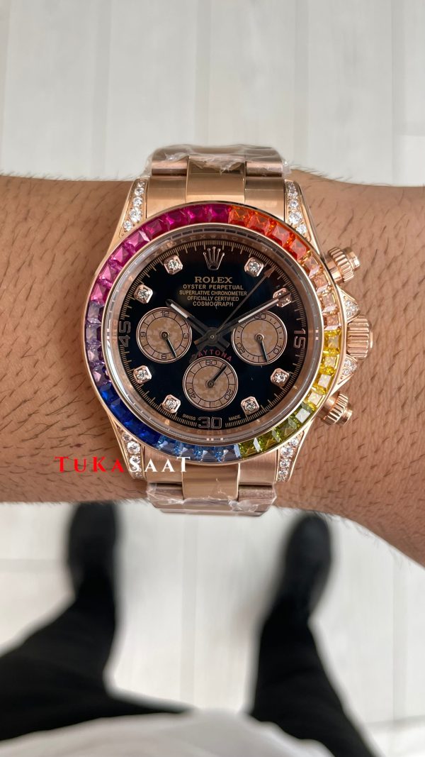 Rolex Daytona Rainbow 116595RBOW Rose 40mm Replika Saat