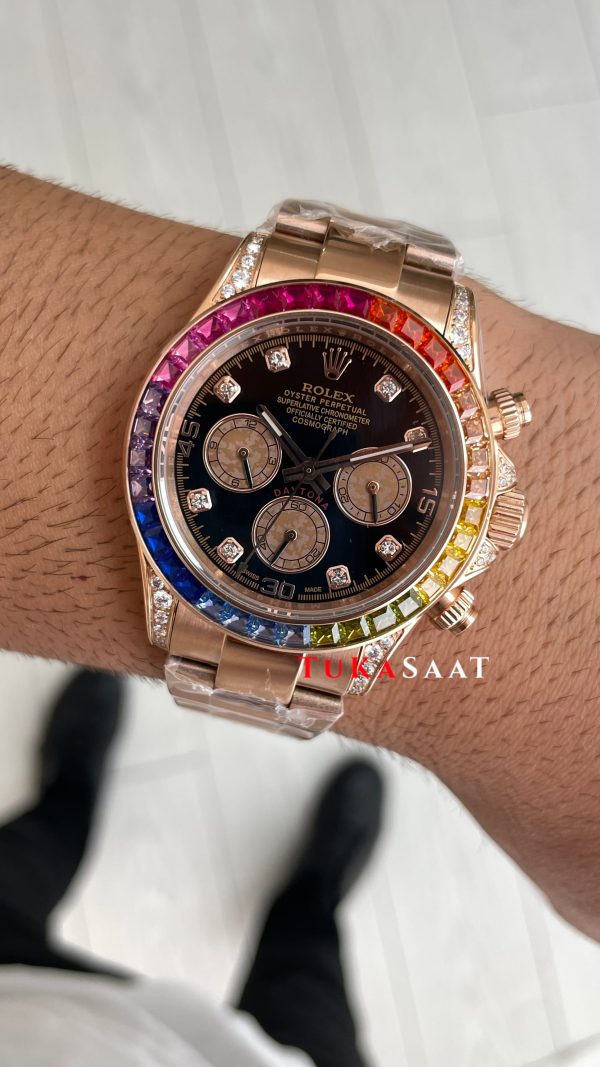 Rolex Daytona Rainbow 116595RBOW Rose 40mm Replika Saat