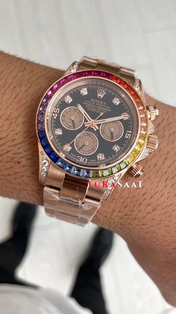 Rolex Daytona Rainbow 116595RBOW Rose 40mm Replika Saat