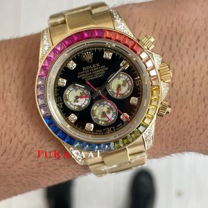 Rolex Daytona Rainbow 116598RBOW Gold 40mm Replika Saat