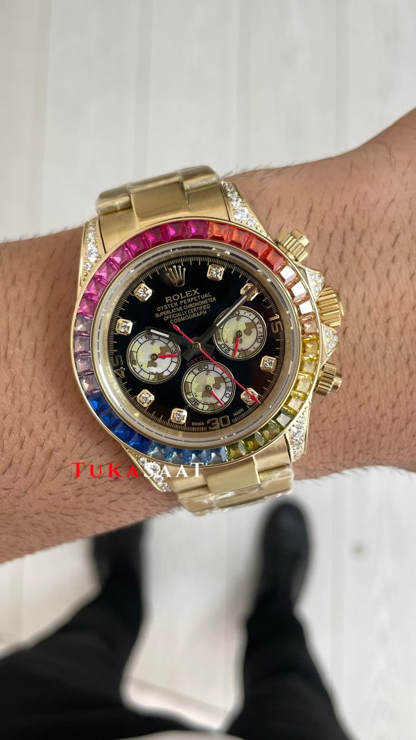 Rolex Daytona Rainbow 116598RBOW Gold 40mm Replika Saat