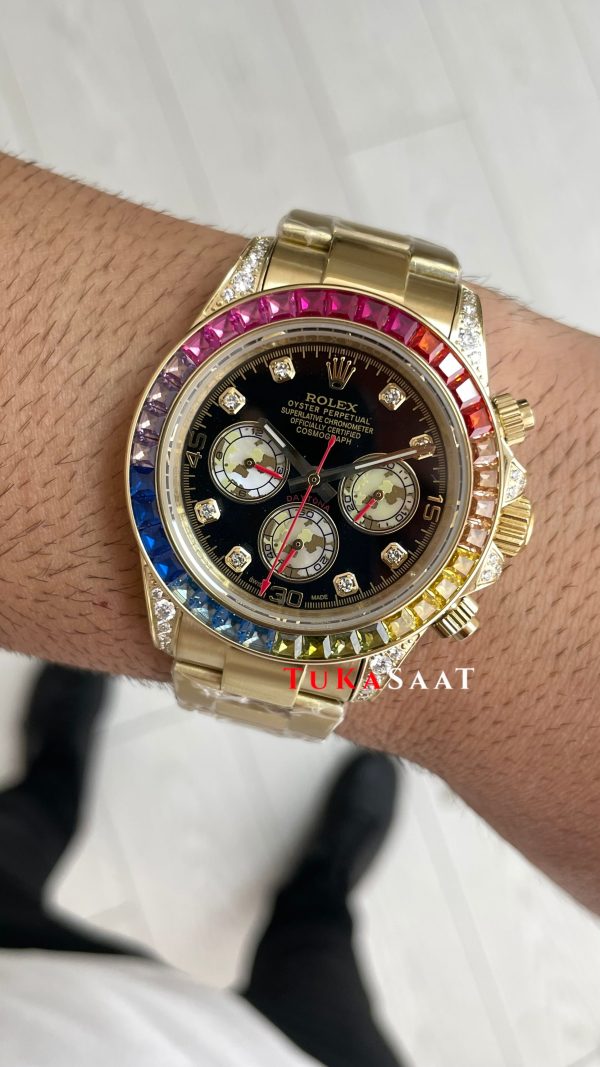 Rolex Daytona Rainbow 116598RBOW Gold 40mm Replika Saat