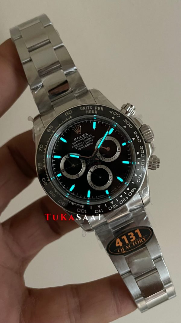 Rolex Daytona Siyah 126500LN Black Dial 40mm 4131 Super Clone Swiss ETA Saat QF Factory Rolex Daytona Siyah 126500LN Black Dial 40mm 4131 Super Clone Swiss ETA Saat QF Factory