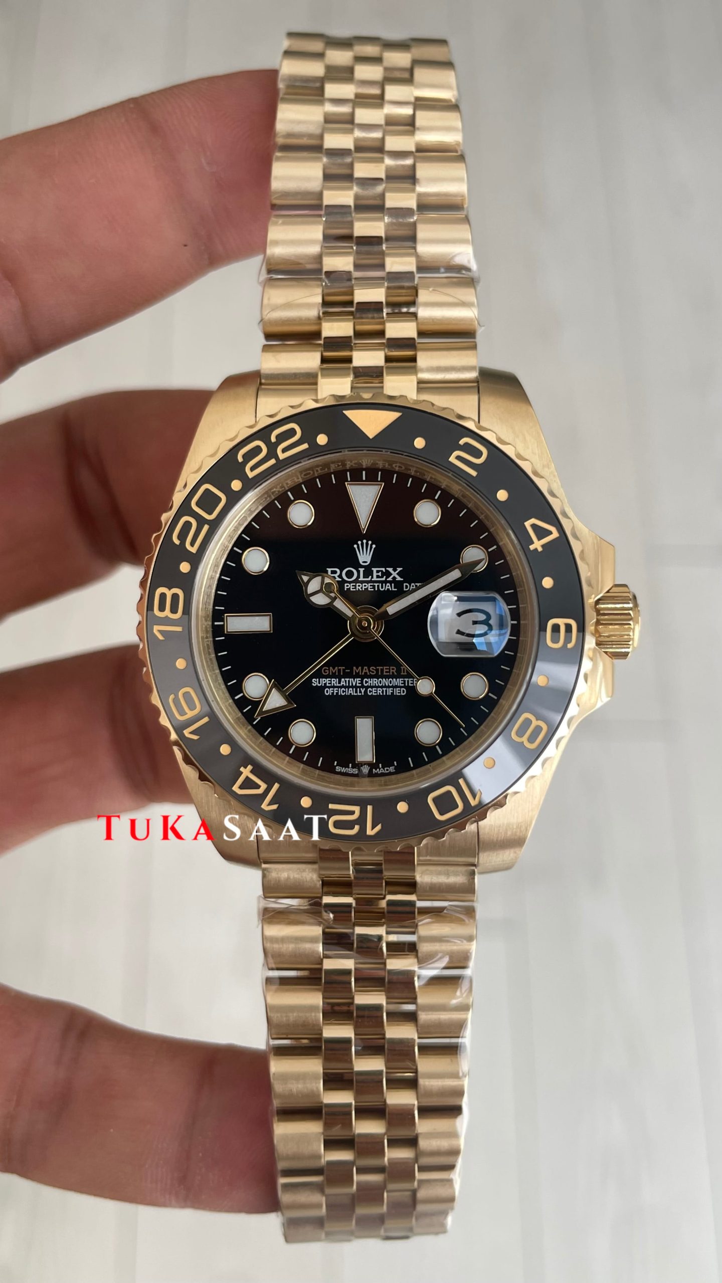 Rolex Gmt Master II 126718GRNR Jubilee Gold 40mm Replika Saat Rolex Gmt Master II 126718GRNR Jubilee Gold 40mm Replika Saat