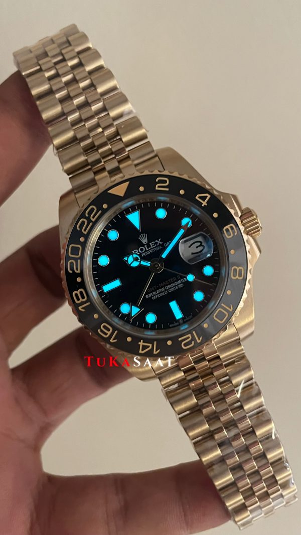 Rolex Gmt Master II 126718GRNR Jubilee Gold 40mm Replika Saat Rolex Gmt Master II 126718GRNR Jubilee Gold 40mm Replika Saat