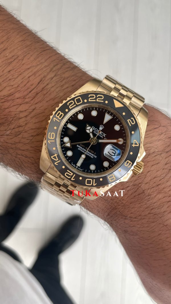 Rolex Gmt Master II 126718GRNR Jubilee Gold 40mm Replika Saat Rolex Gmt Master II 126718GRNR Jubilee Gold 40mm Replika Saat