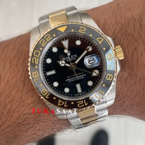 Rolex Green Arrow Gmt Master II 116713LN Two Tone Gold 40mm Replika Saat