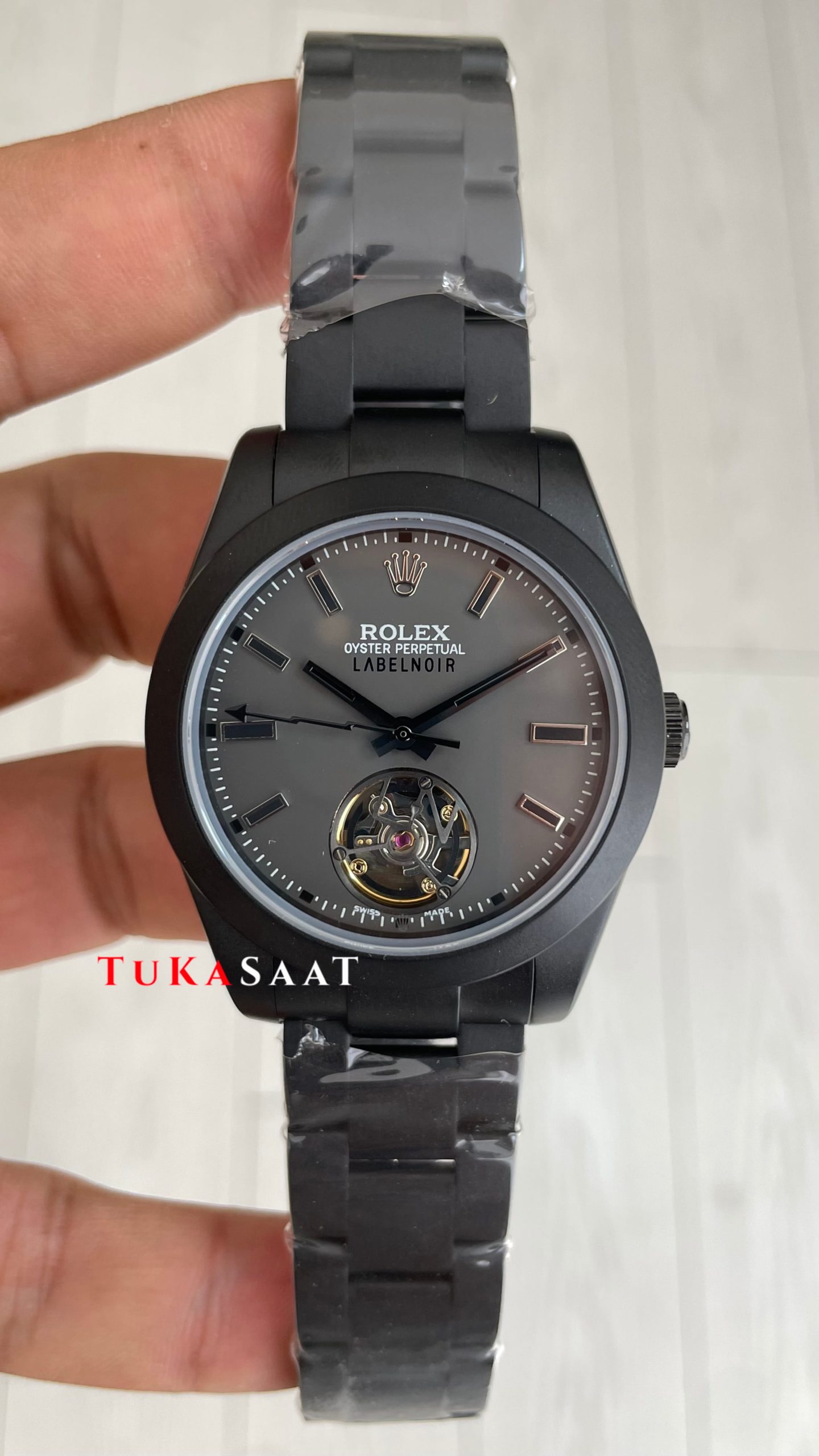 Rolex Label Noir Tourbillon Mat PVD Black 40mm Replika Saat Rolex Label Noir Tourbillon Mat PVD Black 40mm Replika Saat