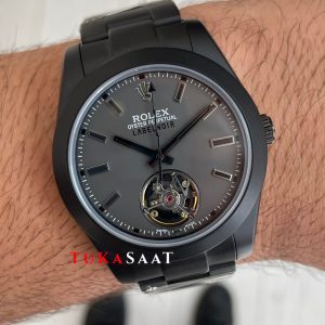 Rolex Label Noir Tourbillon Mat PVD Black 40mm Replika Saat
