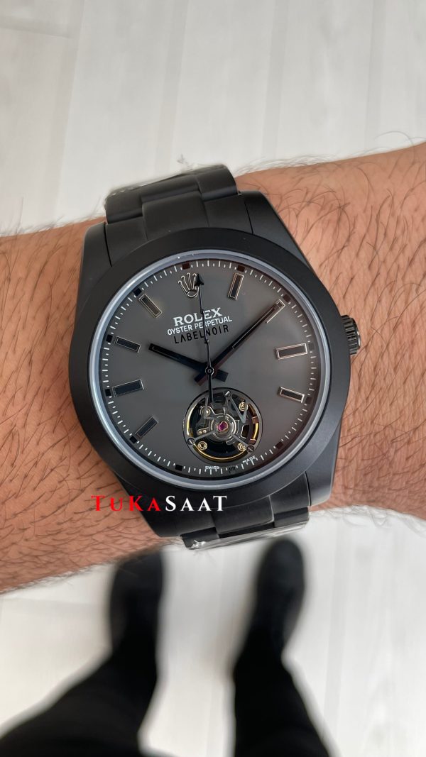 Rolex Label Noir Tourbillon Mat PVD Black 40mm Replika Saat Rolex Label Noir Tourbillon Mat PVD Black 40mm Replika Saat