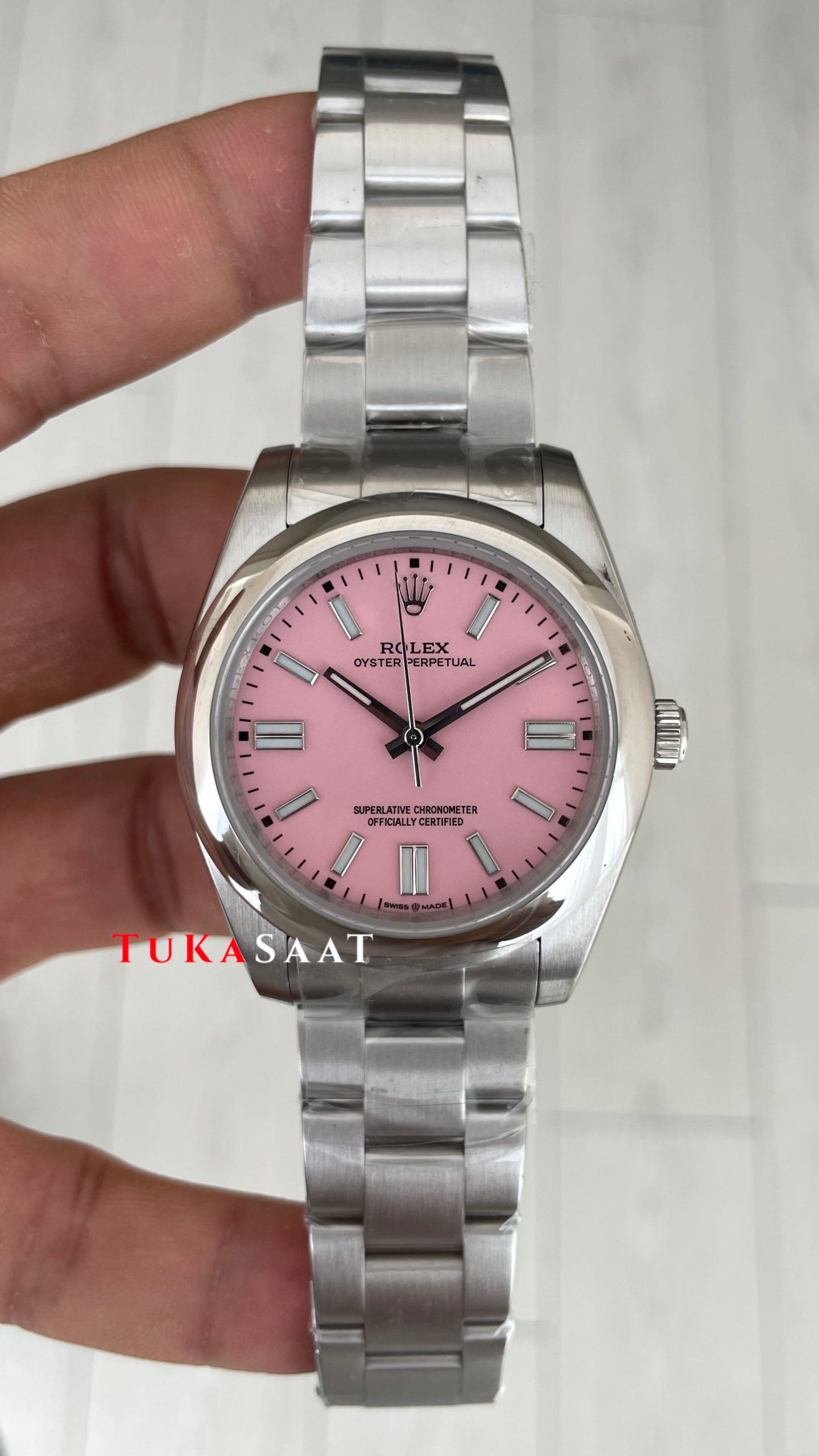 Rolex Oyster Perpetual Pembe 124300 41mm Replika Saat Rolex Oyster Perpetual Pembe 124300 41mm Replika Saat