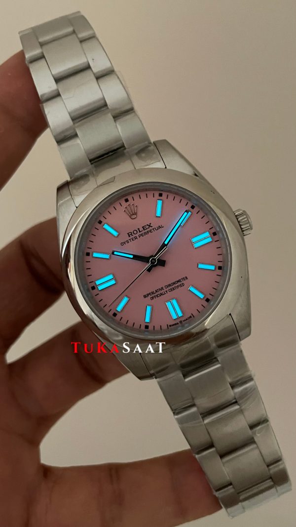 Rolex Oyster Perpetual Pembe 124300 41mm Replika Saat Rolex Oyster Perpetual Pembe 124300 41mm Replika Saat
