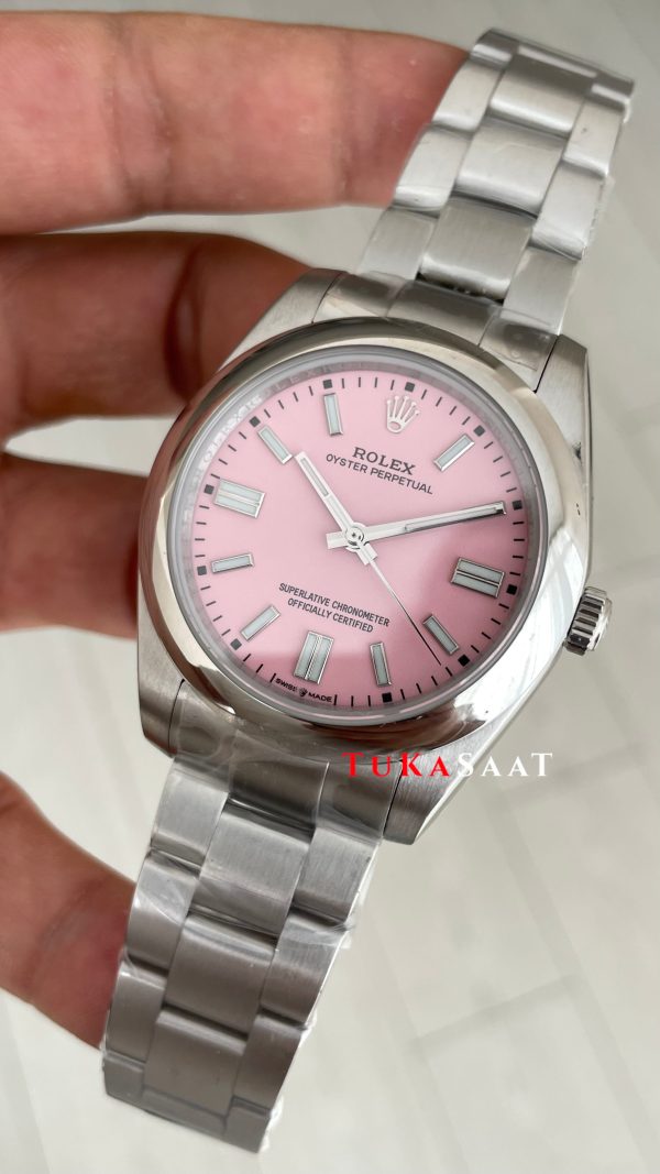 Rolex Oyster Perpetual Pembe 124300 41mm Replika Saat Rolex Oyster Perpetual Pembe 124300 41mm Replika Saat