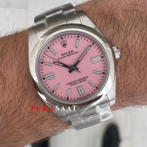 Rolex Oyster Perpetual Pembe 124300 41mm Replika Saat