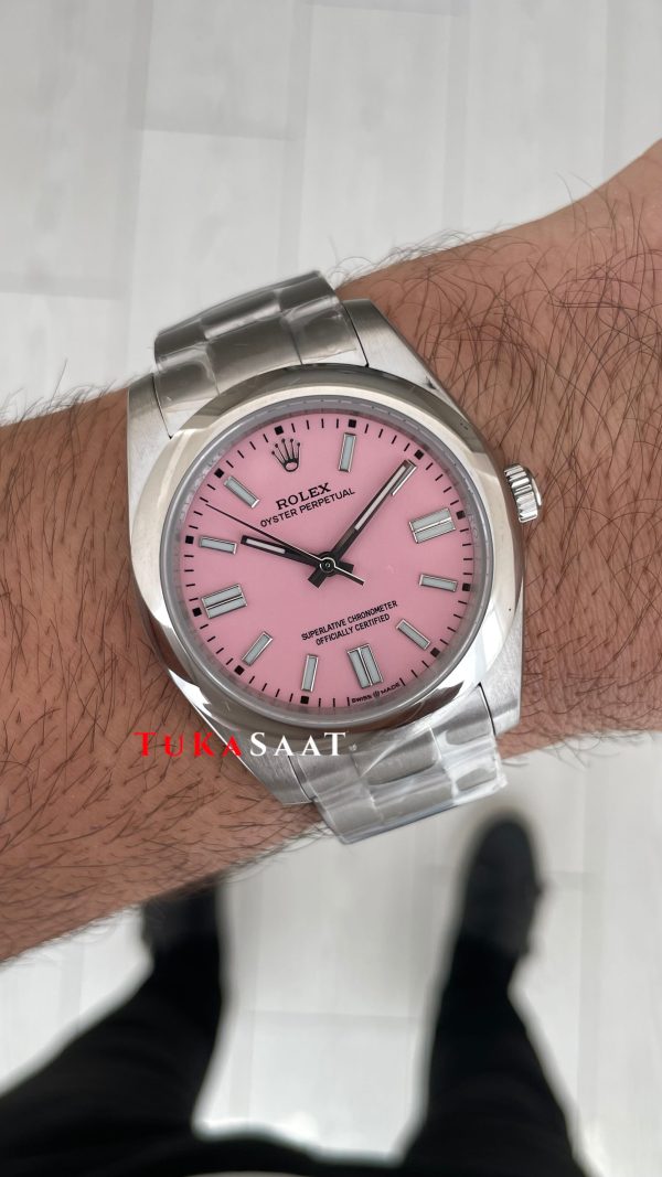 Rolex Oyster Perpetual Pembe 124300 41mm Replika Saat Rolex Oyster Perpetual Pembe 124300 41mm Replika Saat
