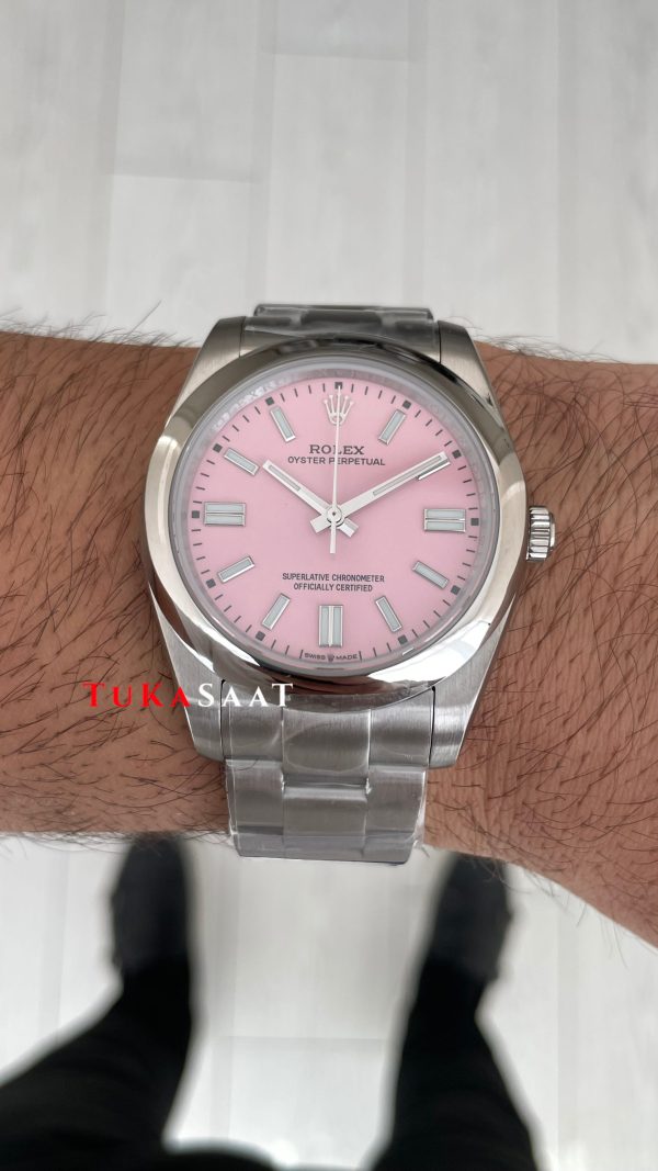 Rolex Oyster Perpetual Pembe 124300 41mm Replika Saat Rolex Oyster Perpetual Pembe 124300 41mm Replika Saat