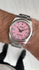 Rolex Oyster Perpetual Pembe 124300 41mm Replika Saat