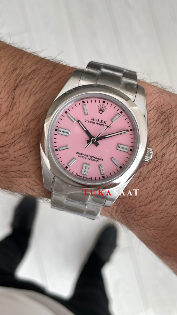 Rolex Oyster Perpetual Pembe 124300 41mm Replika Saat Rolex Oyster Perpetual Pembe 124300 41mm Replika Saat