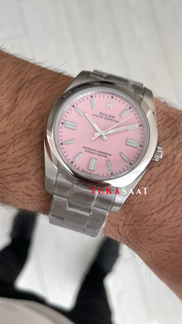Rolex Oyster Perpetual Pembe 124300 41mm Replika Saat Rolex Oyster Perpetual Pembe 124300 41mm Replika Saat