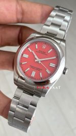 Rolex Oyster Perpetual Red Coral 124300 Mercan Kırmızı Kadran 41mm Replika Saat