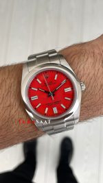 Rolex Oyster Perpetual Red Coral 124300 Mercan Kırmızı Kadran 41mm Replika Saat