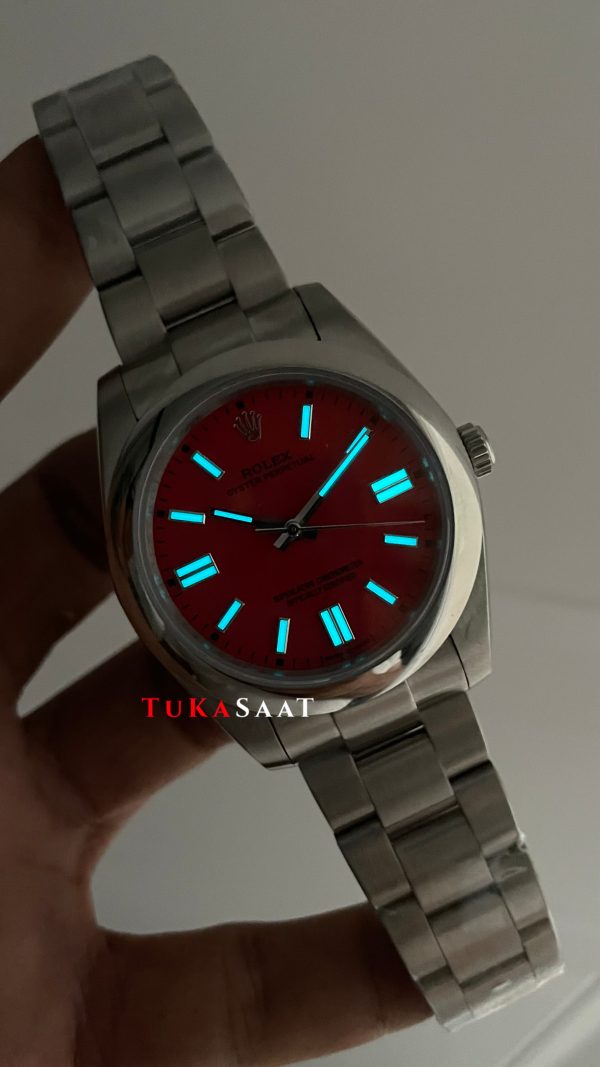 Rolex Oyster Perpetual Red Coral 124300 Mercan Kırmızı Kadran 41mm Replika Saat