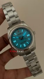 Rolex Oyster Perpetual Tiffany 124300 Turkuaz 41mm Silver Replika Saat