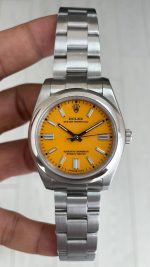 Rolex Oyster Perpetual Yellow 124300 Sarı Kadran 41mm Replika Saat