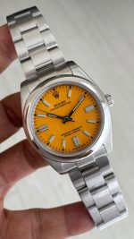 Rolex Oyster Perpetual Yellow 124300 Sarı Kadran 41mm Replika Saat