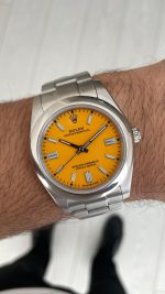 Rolex Oyster Perpetual Yellow 124300 Sarı Kadran 41mm Replika Saat