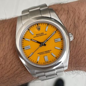Rolex Oyster Perpetual Yellow 124300 Sarı Kadran 41mm Replika Saat