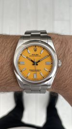 Rolex Oyster Perpetual Yellow 124300 Sarı Kadran 41mm Replika Saat