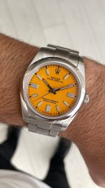 Rolex Oyster Perpetual Yellow 124300 Sarı Kadran 41mm Replika Saat