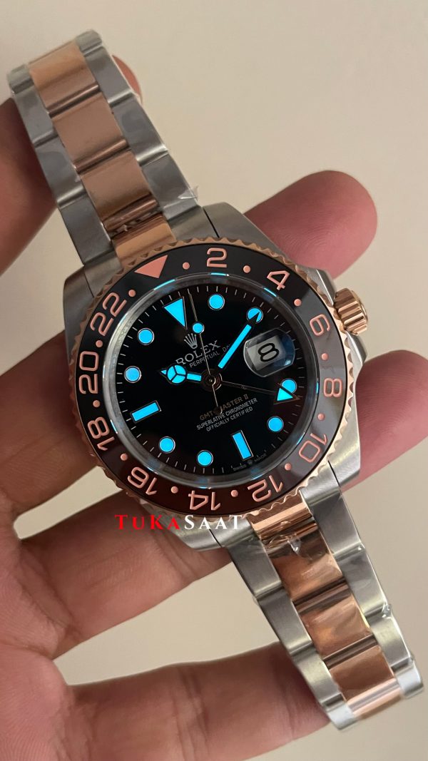 Rolex Root Beer Gmt Master II 126711CHNR Two Tone Rose 40mm Replika Saat Rolex Root Beer Gmt Master II 126711CHNR Two Tone Rose 40mm Replika Saat