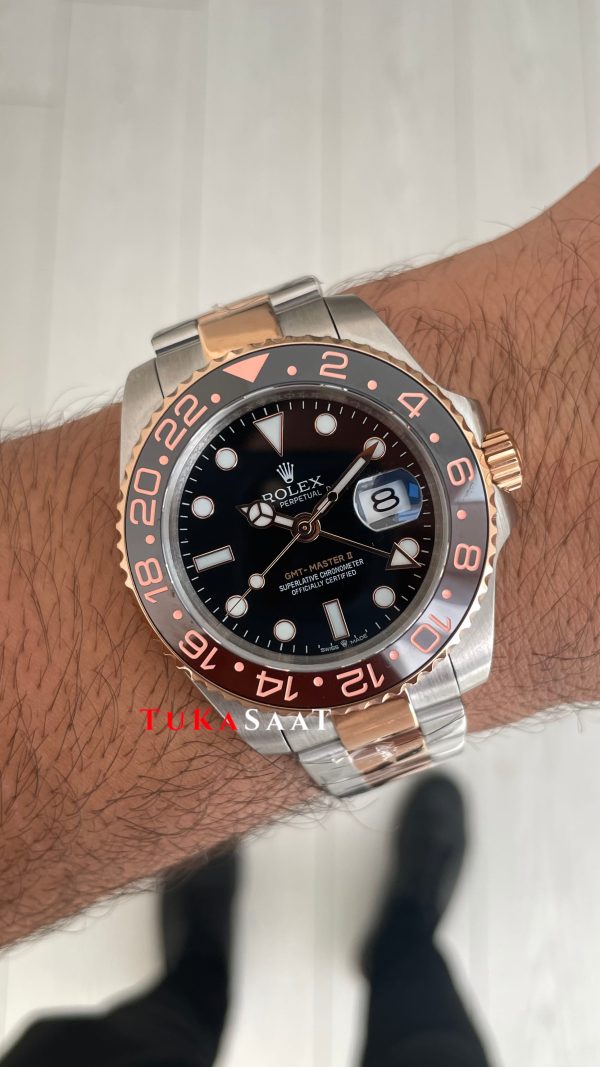 Rolex Root Beer Gmt Master II 126711CHNR Two Tone Rose 40mm Replika Saat Rolex Root Beer Gmt Master II 126711CHNR Two Tone Rose 40mm Replika Saat