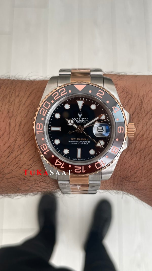 Rolex Root Beer Gmt Master II 126711CHNR Two Tone Rose 40mm Replika Saat Rolex Root Beer Gmt Master II 126711CHNR Two Tone Rose 40mm Replika Saat