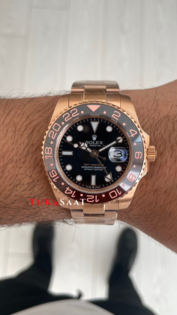 Rolex Root Beer Gmt Master II 126715CHNR Chocolate 40mm Rosegold Replika Saat Rolex Root Beer Gmt Master II 126715CHNR Chocolate 40mm Rosegold Replika Saat