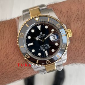 Rolex Submariner Date 126613LN Two Tone Gold Siyah Kadran 41mm Super Miyota Replika Saat