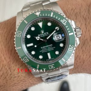 Rolex Submariner Hulk 116610LV Yeşil Kadran 40mm 3135 Süper Klon Swiss ETA Saat Clean Factory