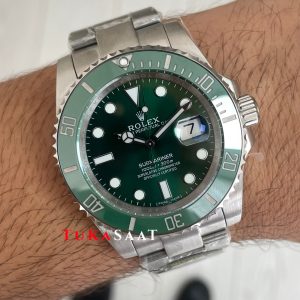 Rolex Submariner Hulk 116610LV Yeşil Kadran 40mm Super Miyota Replika Saat