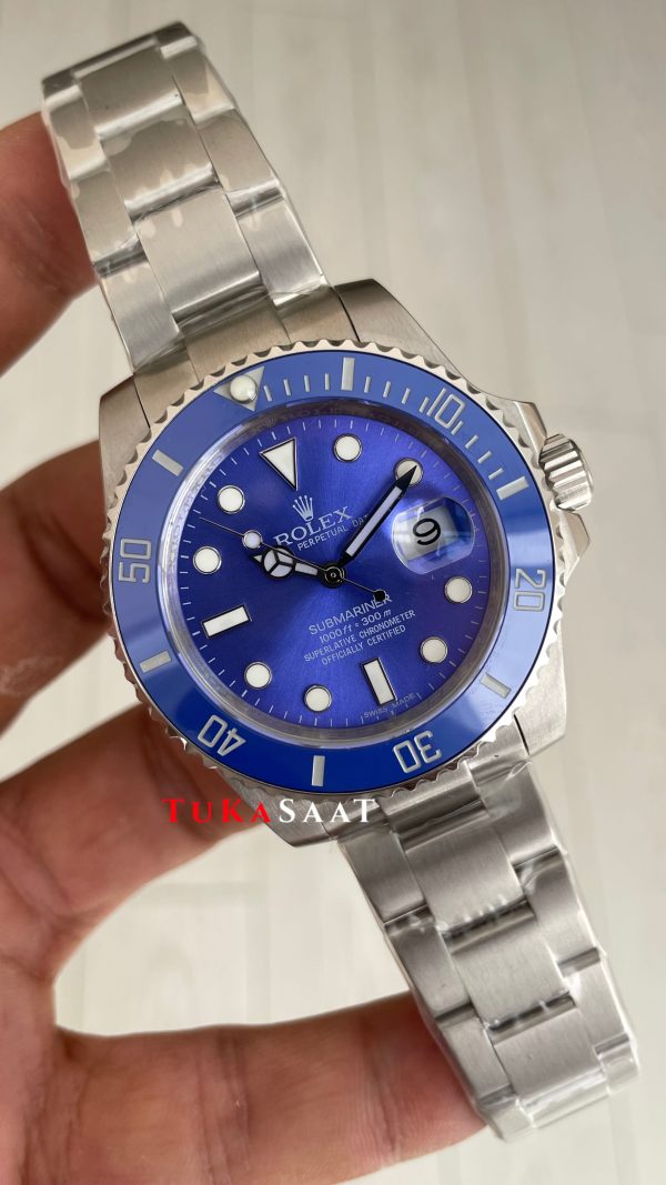 Rolex Submariner Smurf 116619LB Mavi Kadran 40mm Replika Saat Rolex Submariner Smurf 116619LB Mavi Kadran 40mm Replika Saat
