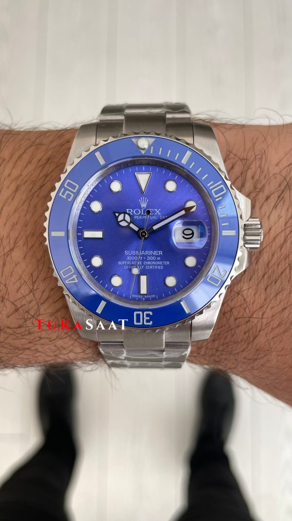 Rolex Submariner Smurf 116619LB Mavi Kadran 40mm Replika Saat Rolex Submariner Smurf 116619LB Mavi Kadran 40mm Replika Saat