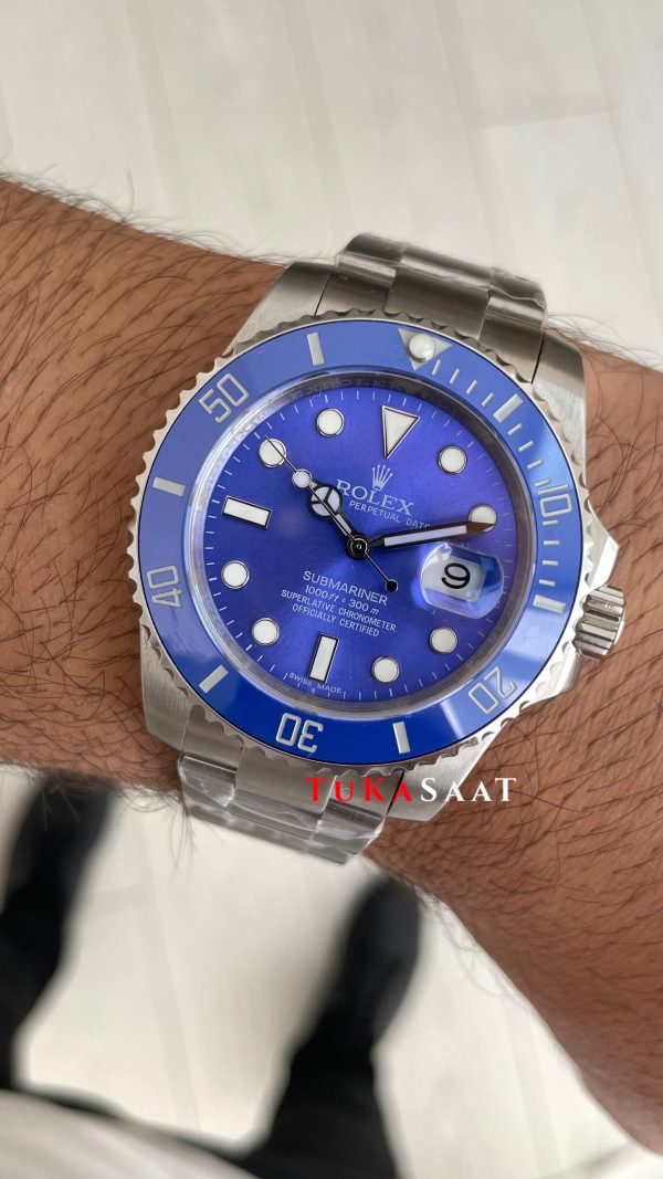 Rolex Submariner Smurf 116619LB Mavi Kadran 40mm Replika Saat Rolex Submariner Smurf 116619LB Mavi Kadran 40mm Replika Saat