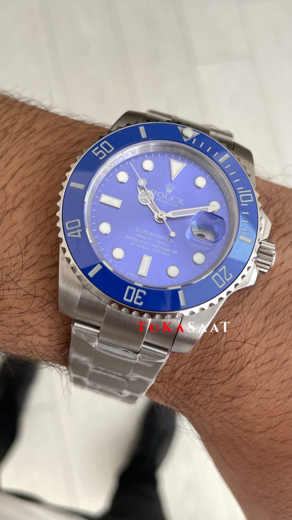 Rolex Submariner Smurf 116619LB Mavi Kadran 40mm Replika Saat Rolex Submariner Smurf 116619LB Mavi Kadran 40mm Replika Saat