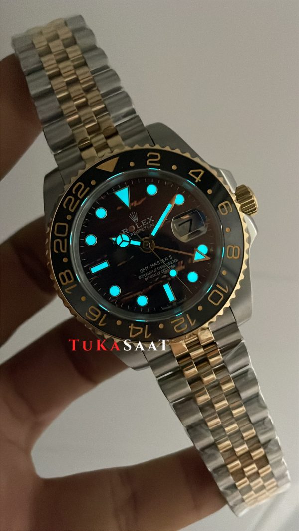 Rolex Tiger Iron Dial Zombie 126713GRNR Jubilee Gmt Master II Two Tone Gold 40 mm Replika Saat